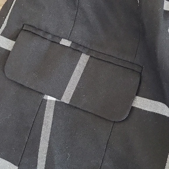 EUC 7th Avenue women's plaid 1 button blazer jacket, 2P, black white - Picture 8 of 10